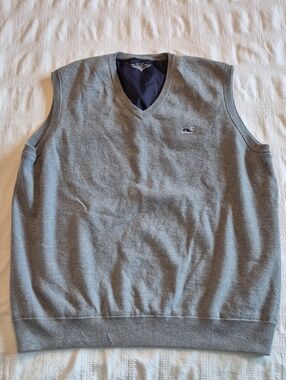 Vineyard Vines men's XL sweater vest V-neck merino/cotton blend, lined EUC